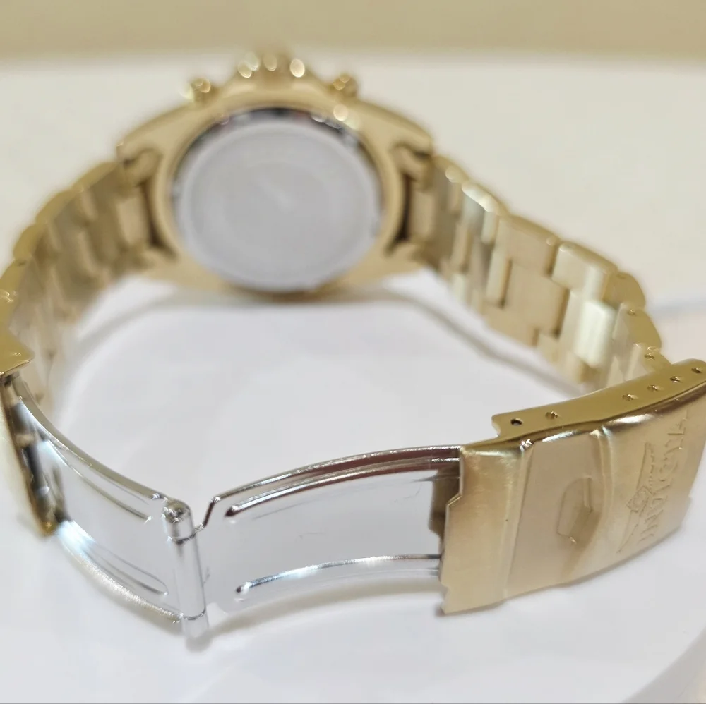 Invicta Pro Diver Chronograph Gold Men's Watch #1774 Large MSRP $695 Running